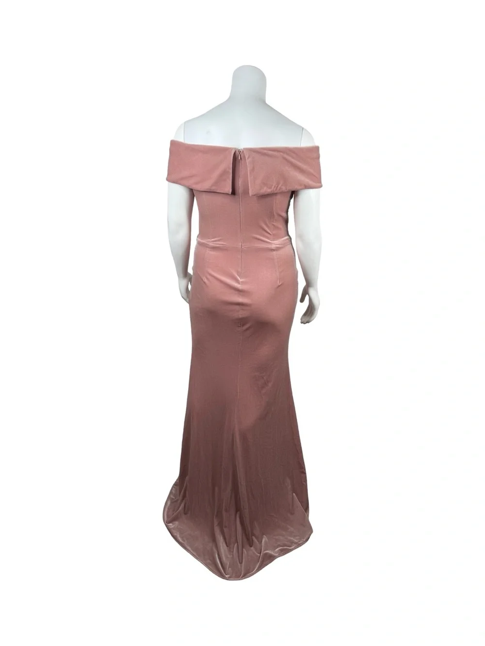 BHLDN Fawn Velvet Off-Shoulder Mermaid Blush Pink Velvet Bridesmaid Dress Sz. 16 - Picture 3 of 7